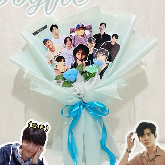 Buket Foto PNG Custom 10 Foto | Photo Bouquet Idol / Kpop Aesthetic Bouquet Tanpa Background | Hadia