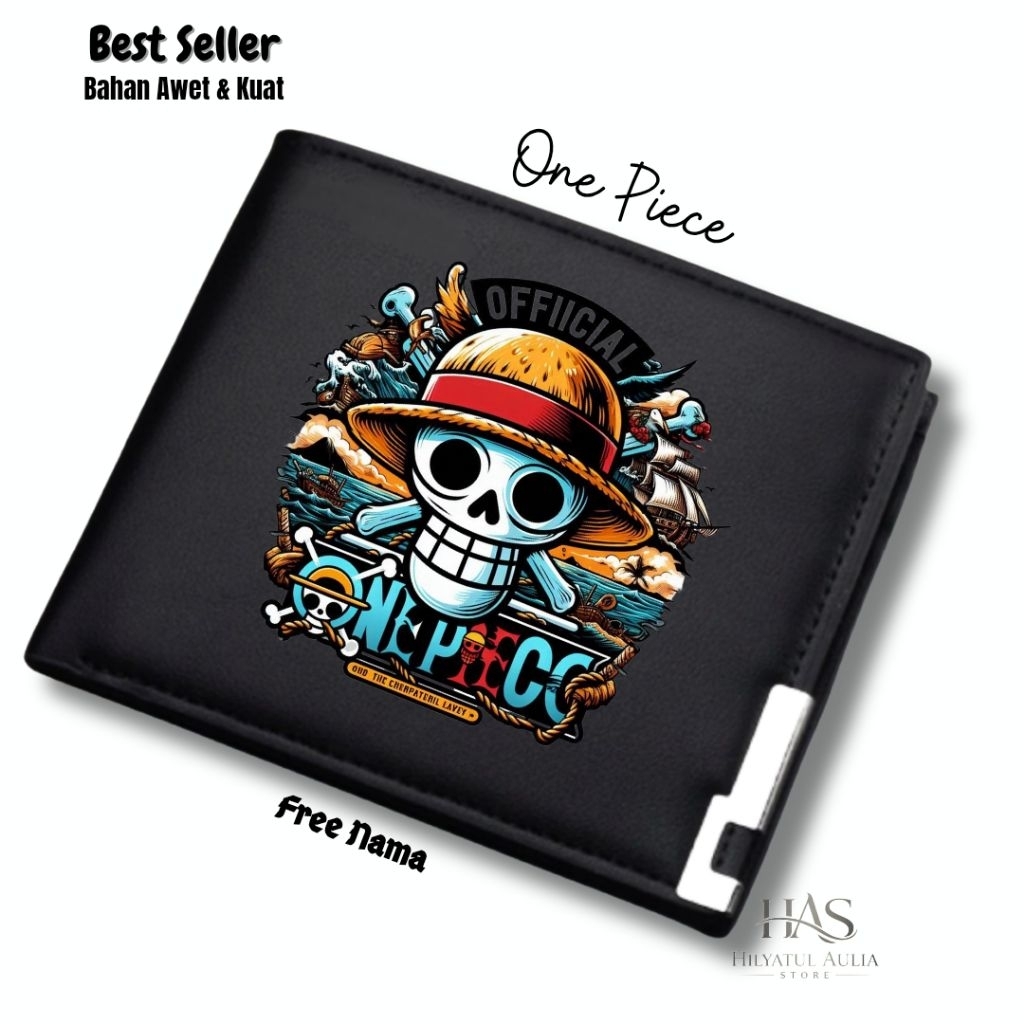 Dompet Anak One Piece| Dompet Lipat Anak Custom Nama Tema One Piece | Dompet Anak Laki Laki Karakter
