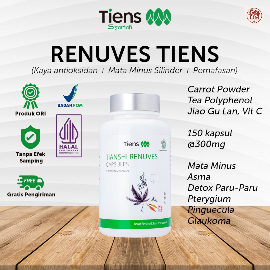 Renuves TIENS isi 150 Kapsul Mengurangi Mata Rabun Minus Silinder Plus Katarak Polip Sariawan Insomn