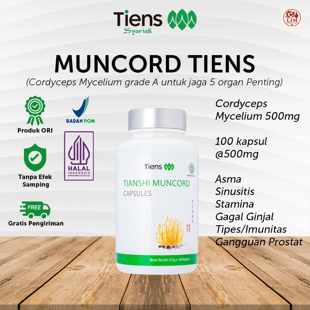 Cordyceps MUNCORD TIENS isi 100 kapsul Perbaiki Organ Jantung Paru Ginjal Hati Liver untuk Antibodi 