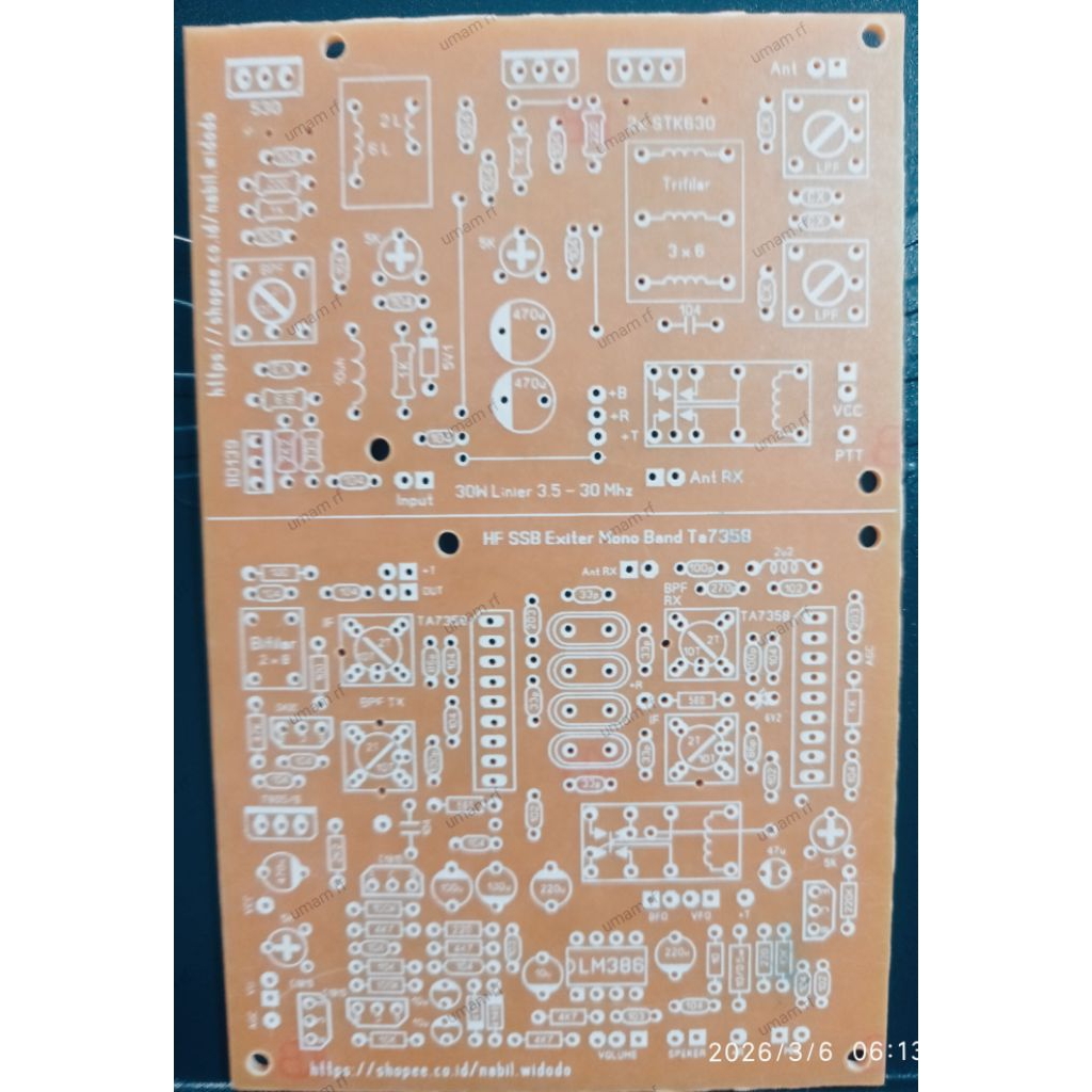 PCB SSB TA7358 10-30 WATT, Radio Transceiver HF monoband SSB pancarima
