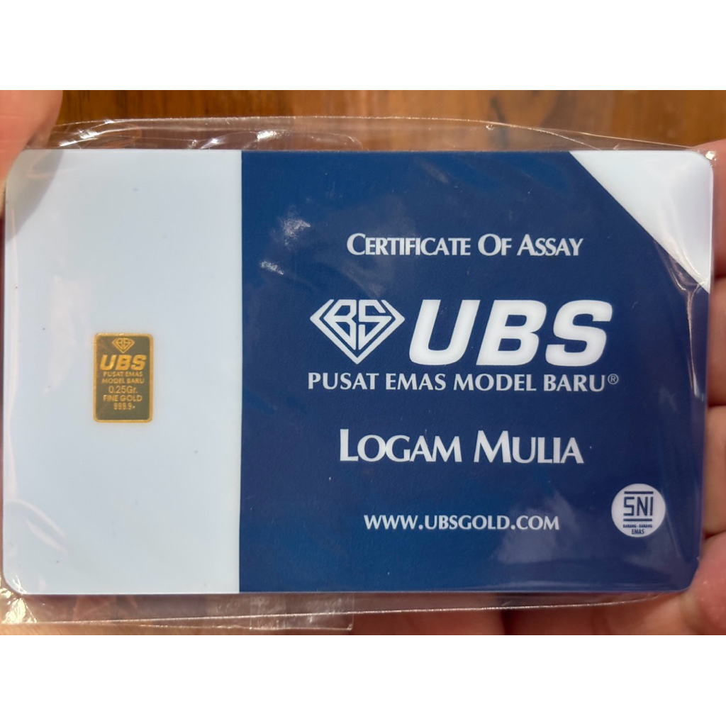 UBS 0.25 Logam Mulia Biru Putih Asli 999,9% FINE GOLD