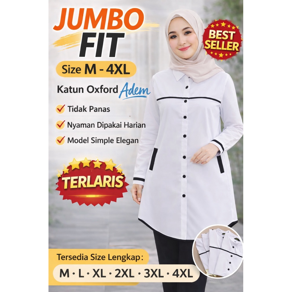 Tunik Hara Putih Katun Oxford