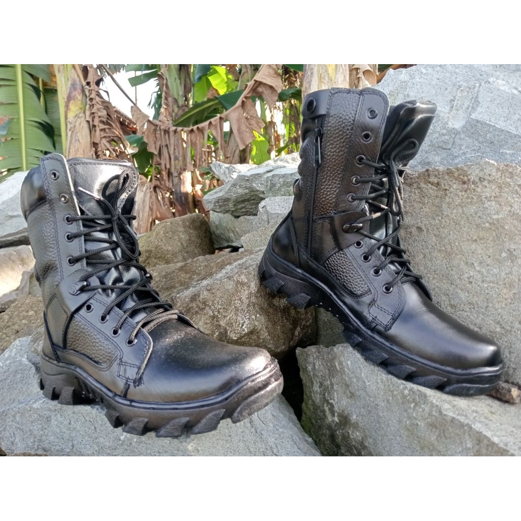 SEPATU PDL TNI AD POLISI POLRI SEPATU PDL BRIMOB SABARA SCURITY KULIT ASLI GEGANA TALI RESLETING