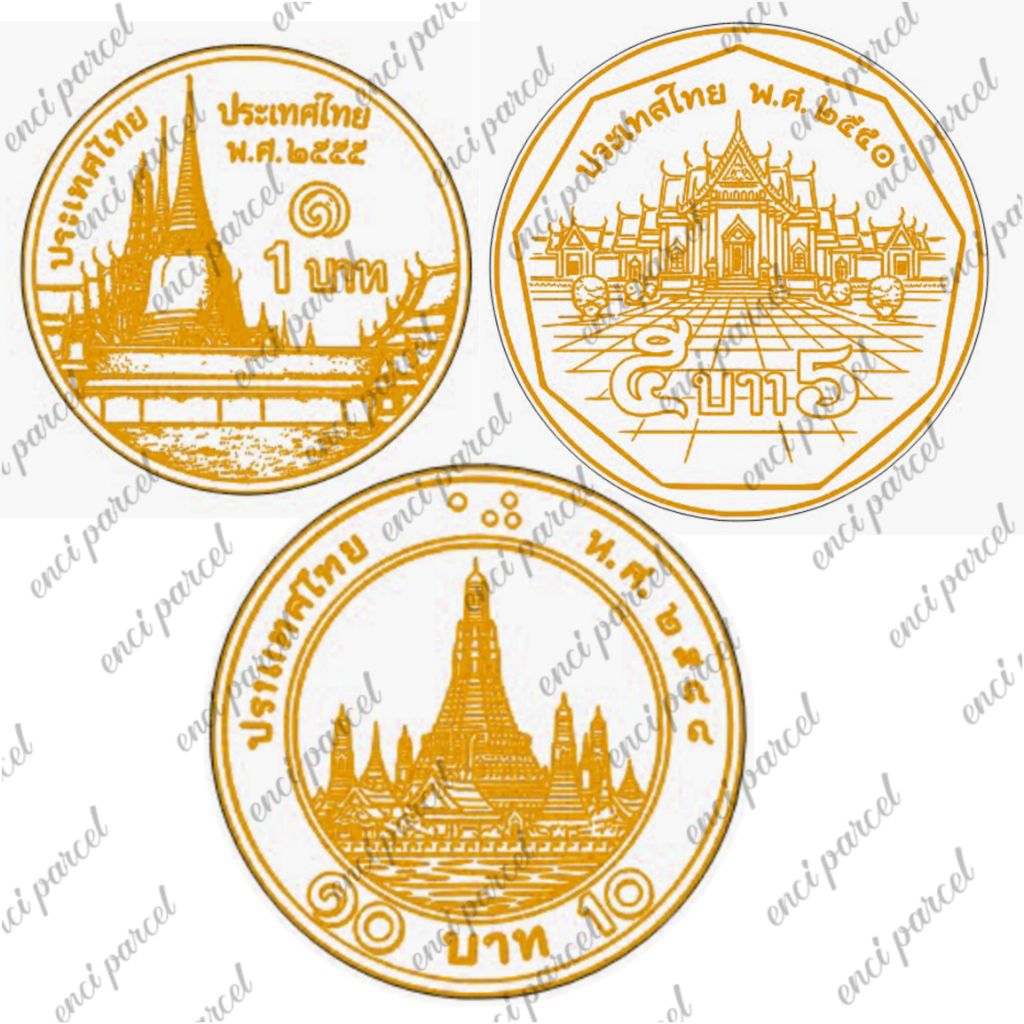 replika koin baht mata uang thailand THB bahan akrilik gold dan silver miniatur untuk accessoris hia