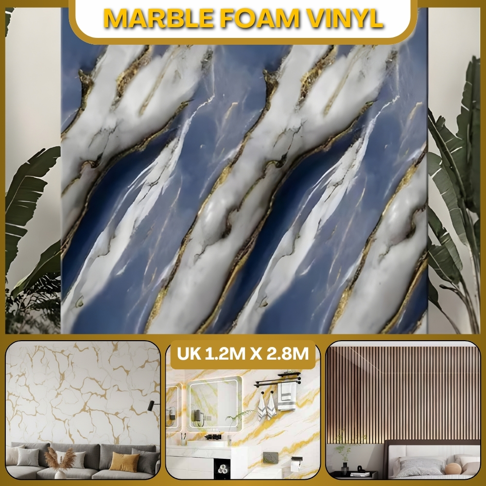 Wallfoam Stiker Dinding Rumah Marble Foam Dinding Vinyl Kamar Motif Marmer Foam Glossy Anti Air