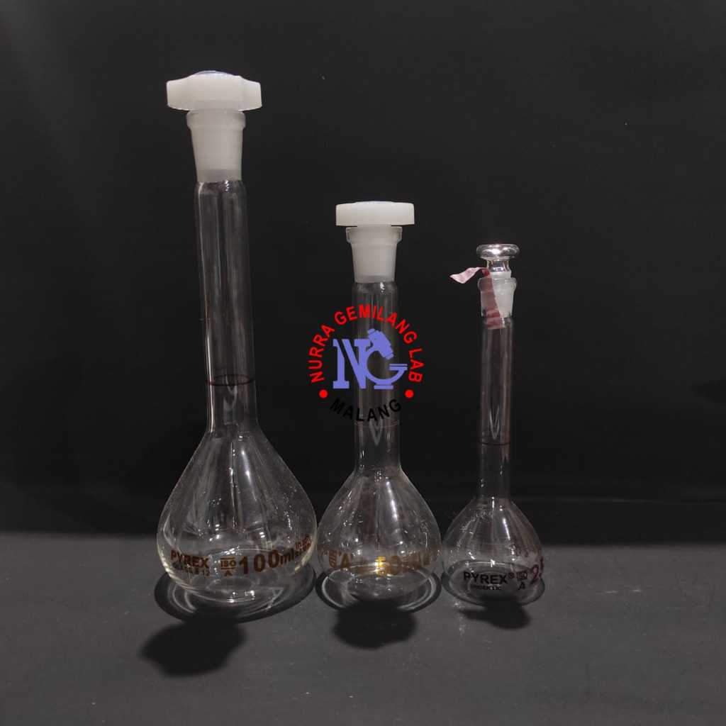 labu ukur volumetric flask 50 ml pyrex