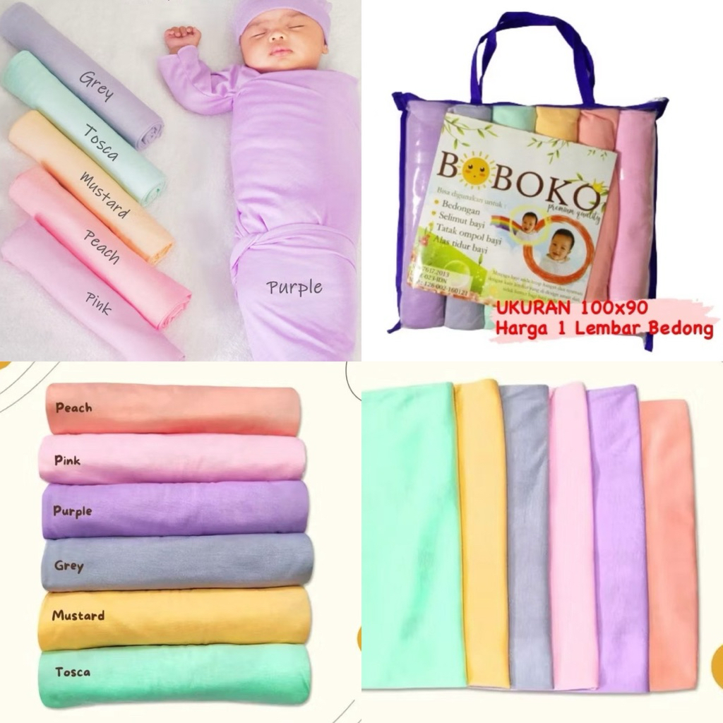6 PCS BOBOKO BEDONG BAYI PASTEL COLOR 90X110cm SELIMUT BAYI SWADDLE BLANKET