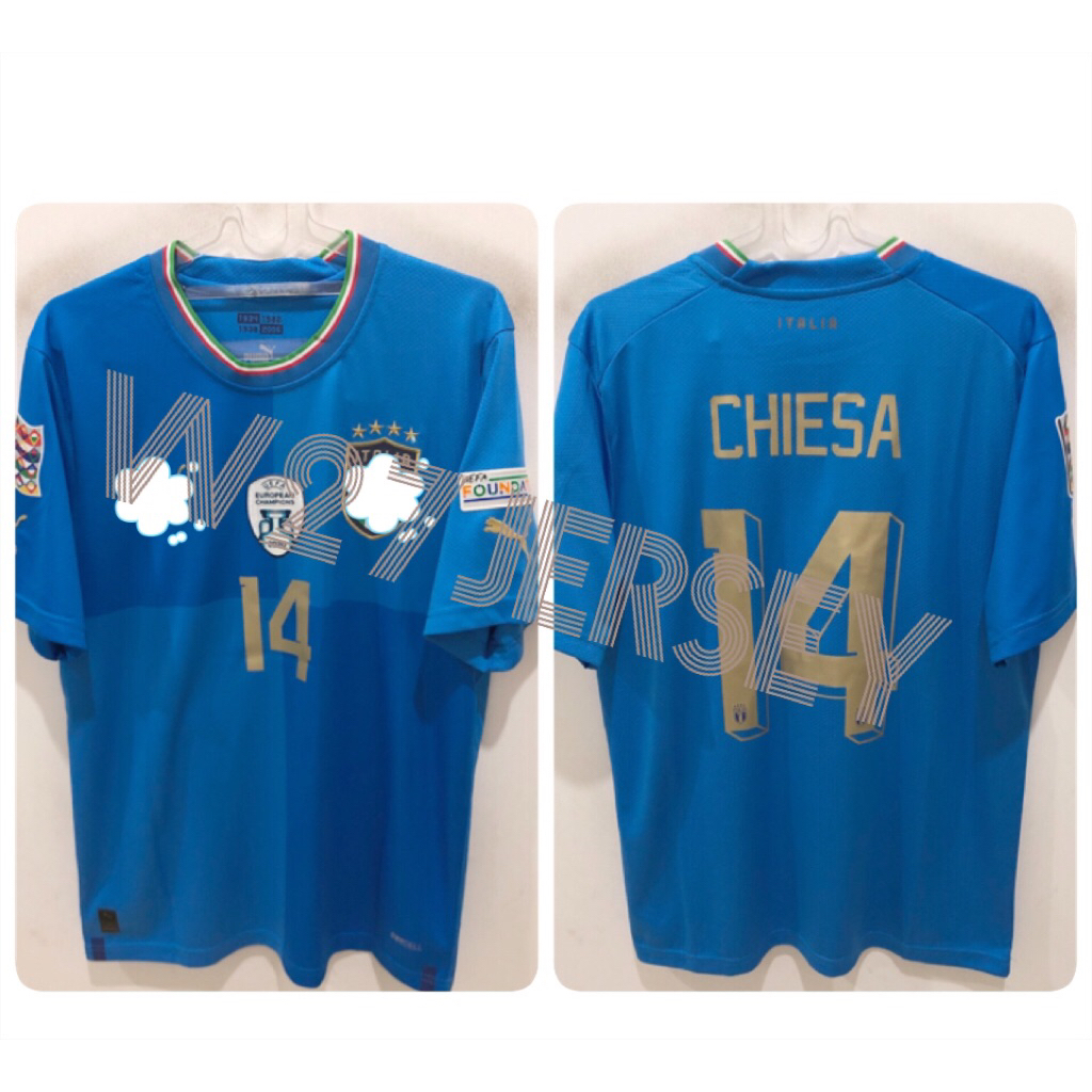 JERSEY ITALY HOME 2020 name player Chiesa + Patch UNL, European Champions 2020
