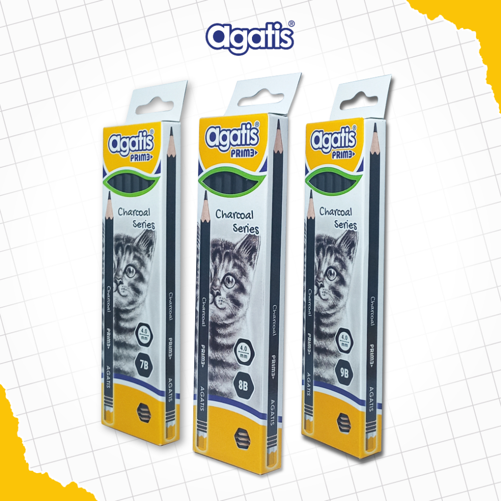Asaba Stationery - Pensil Sketsa /Pensil Art /Pensil Arang/ Agatis Prime Charcoal Series (7B, 8B, 9B
