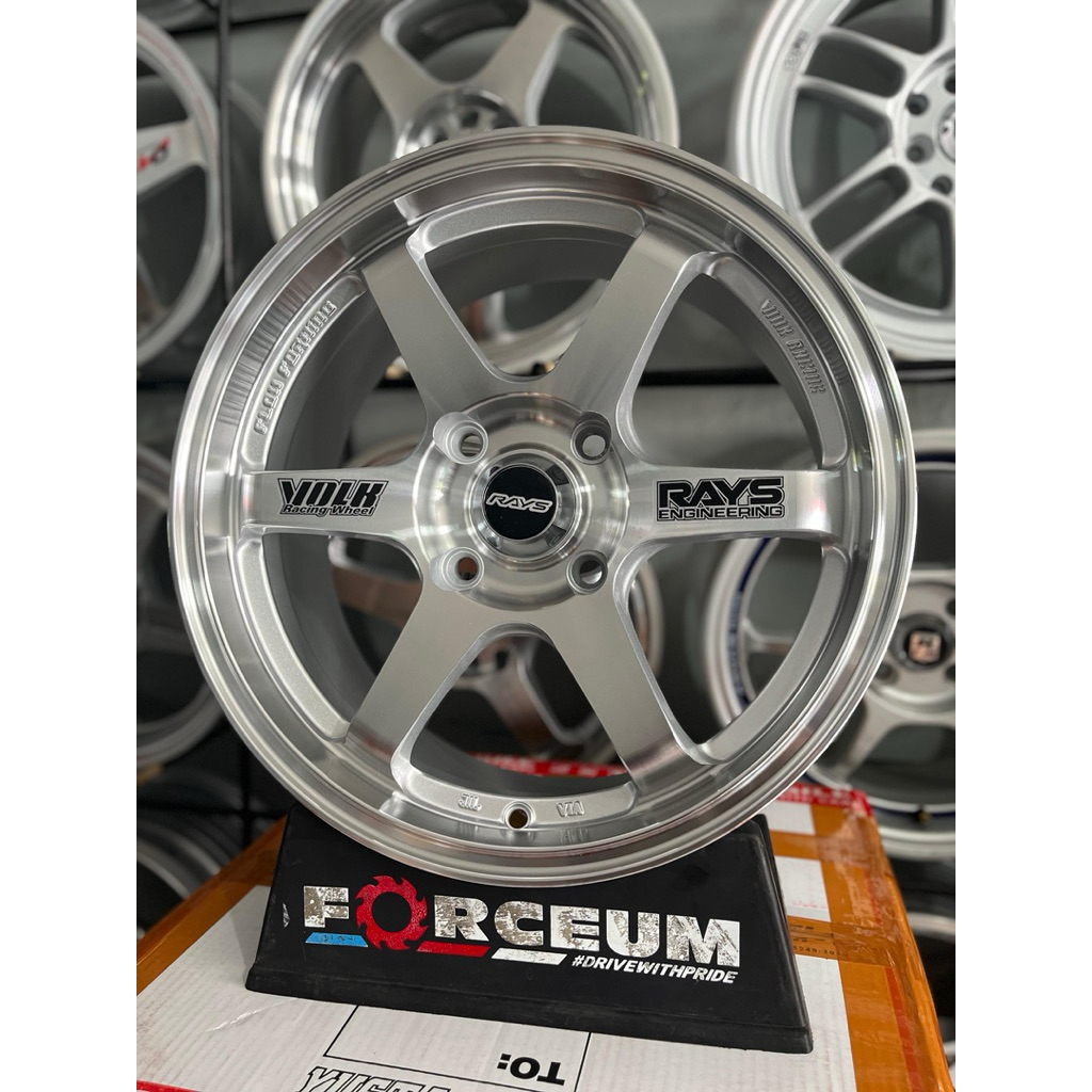 velg te37 r16 full polish pcd 4x114 lebar 7 et42 kondisi baru