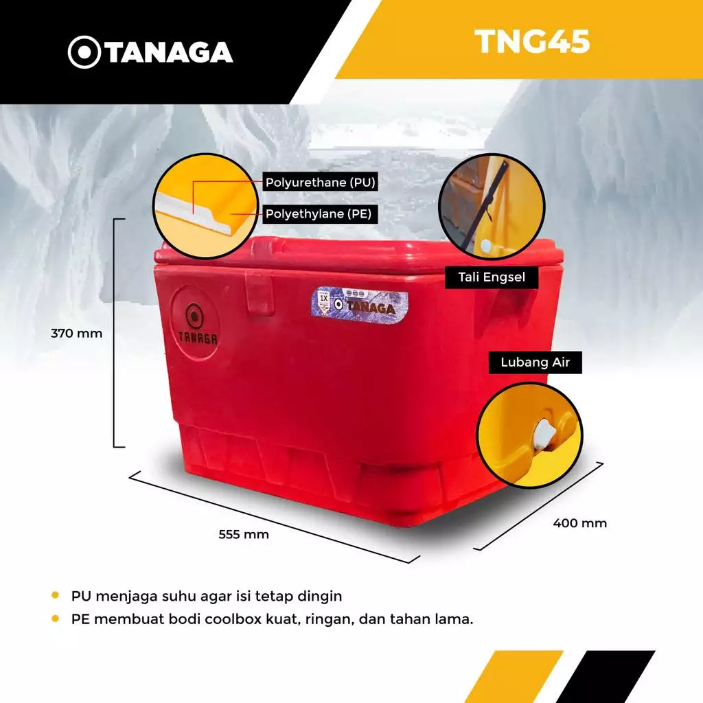 TANAGA Cool Box 45 Liter Cooler Box Kotak Es Ikan Pendingin Tahan Lama