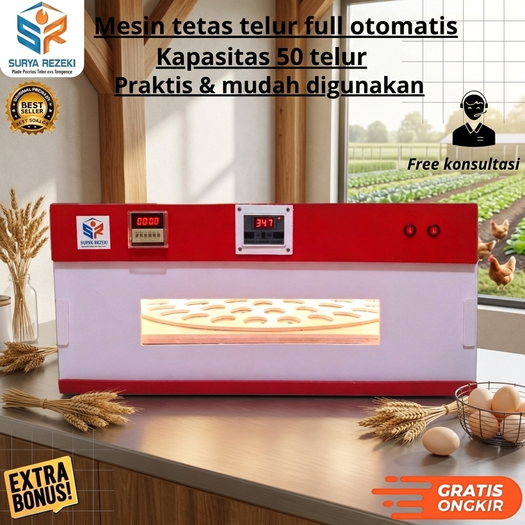 MESIN TETAS TELUR MESIN PENETAS TELUR KAPASITAS 50 TELUR AYAM BEBEK DAN BURUNG