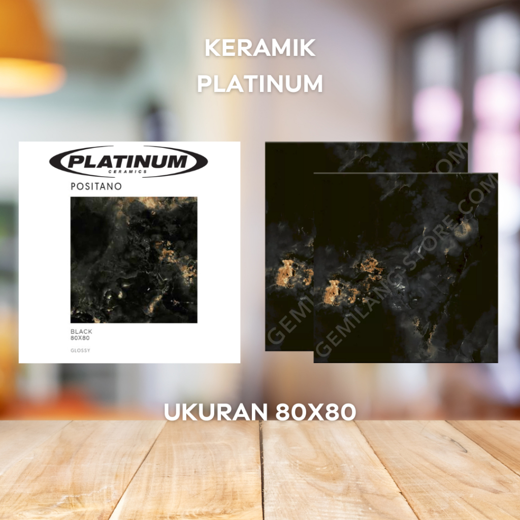 KERAMIK LANTAI POSITANO BLACK GLOSSY 80X80 PLATINUM
