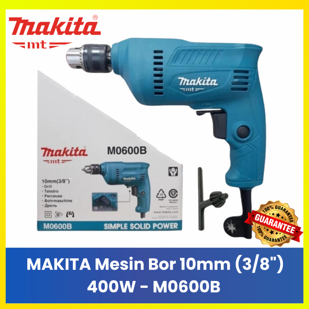 Makita Mesin Bor Tangan 10mm 400 Watt - Bor Listrik Bolak Balik Reversible