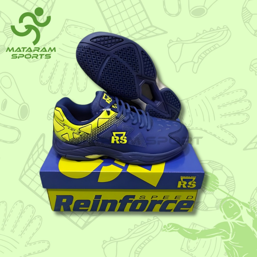 Sepatu Badminton RS JF LTD 3 Biru Tua / Lemon - Original