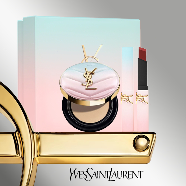 YSL Valentine Gift Set/YSL TOUCHE ECLAT GLOW-PACT CUSHION 12 B10/B20 + YSL The Slim 1966 Valentines'