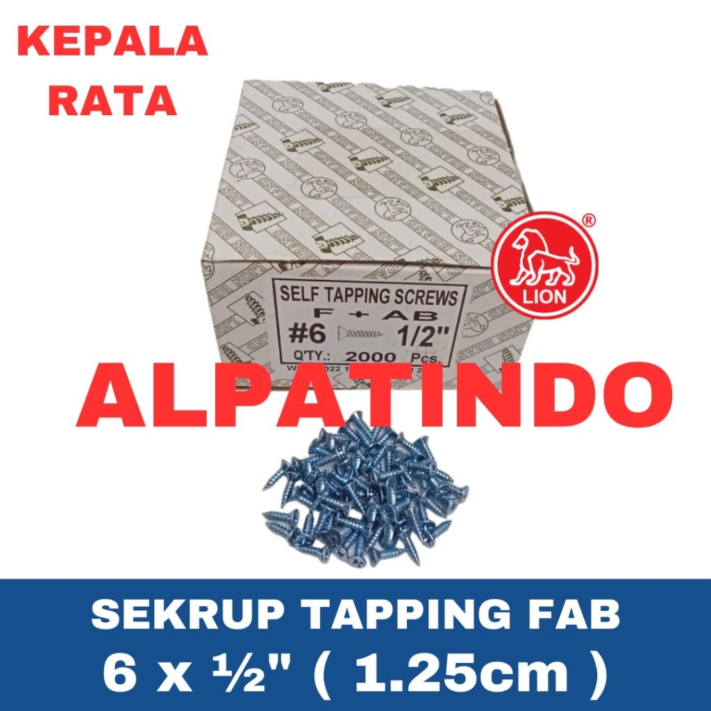 Sekrup FAB 6 x 1/2 / Sekrup kepala rata 1.25 cm / Sekrup taping tapping flat head / Sekrup engsel