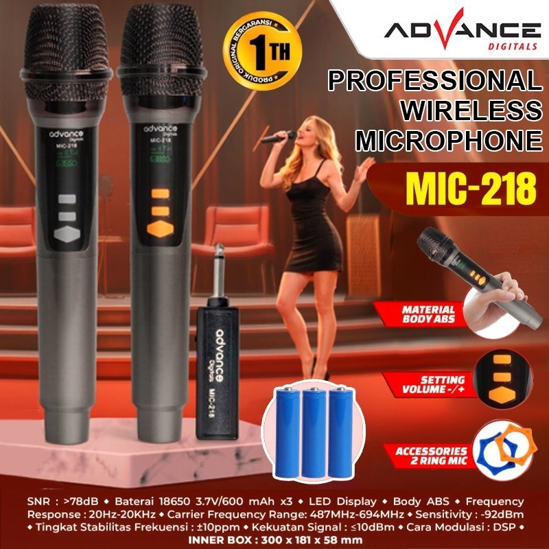ADVANCE MIC-2 PROFESIONAL MIC WIRELESS BLUETOOTH MICROPHONE PROFESSIONAL DOUBLE MIKROFON BLUETOOTH