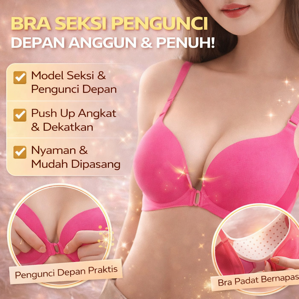 [Pakaian Dalam Wanita] Bra Depan Kancing Pengumpul Seksi / Mudah Dipakai & Menopang Payudara / Desai