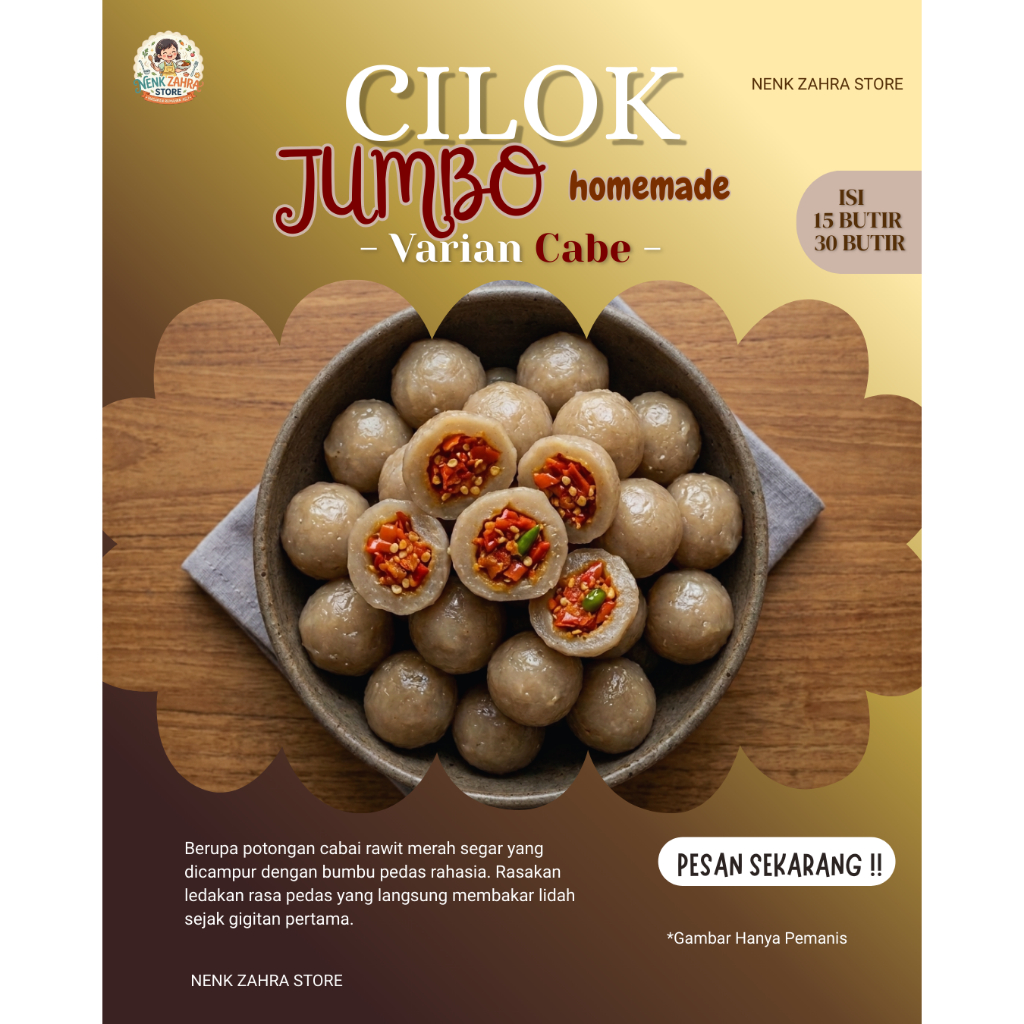 Cilok Jumbo Isi Cabe Rawit Pedas [Isi 15-30 Butir]  - Cilok Pedas Membara Camilan Unik Cilok Kenyal