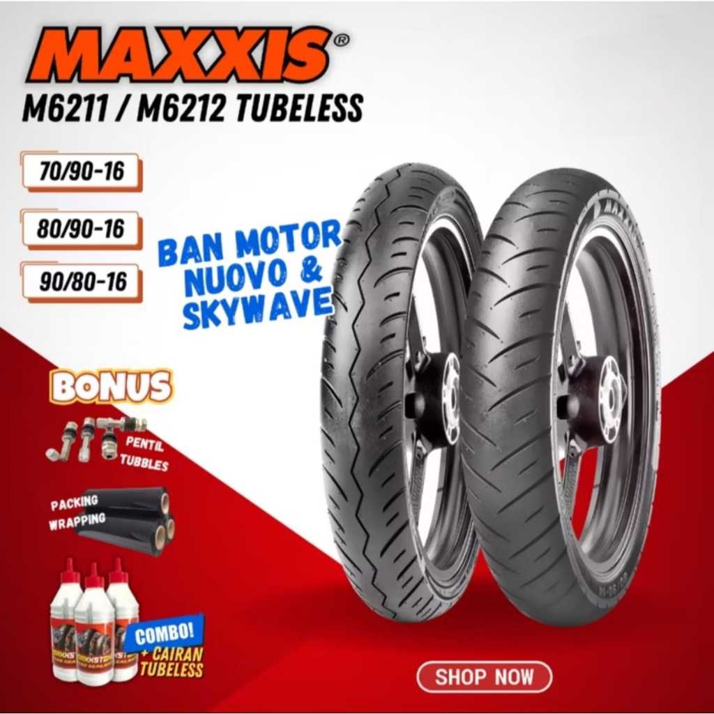 (RING 16) 70-90/16 TUBELESS BAN LUAR MOTOR NOUVO HAYATE SKYWAVE MAXXIS