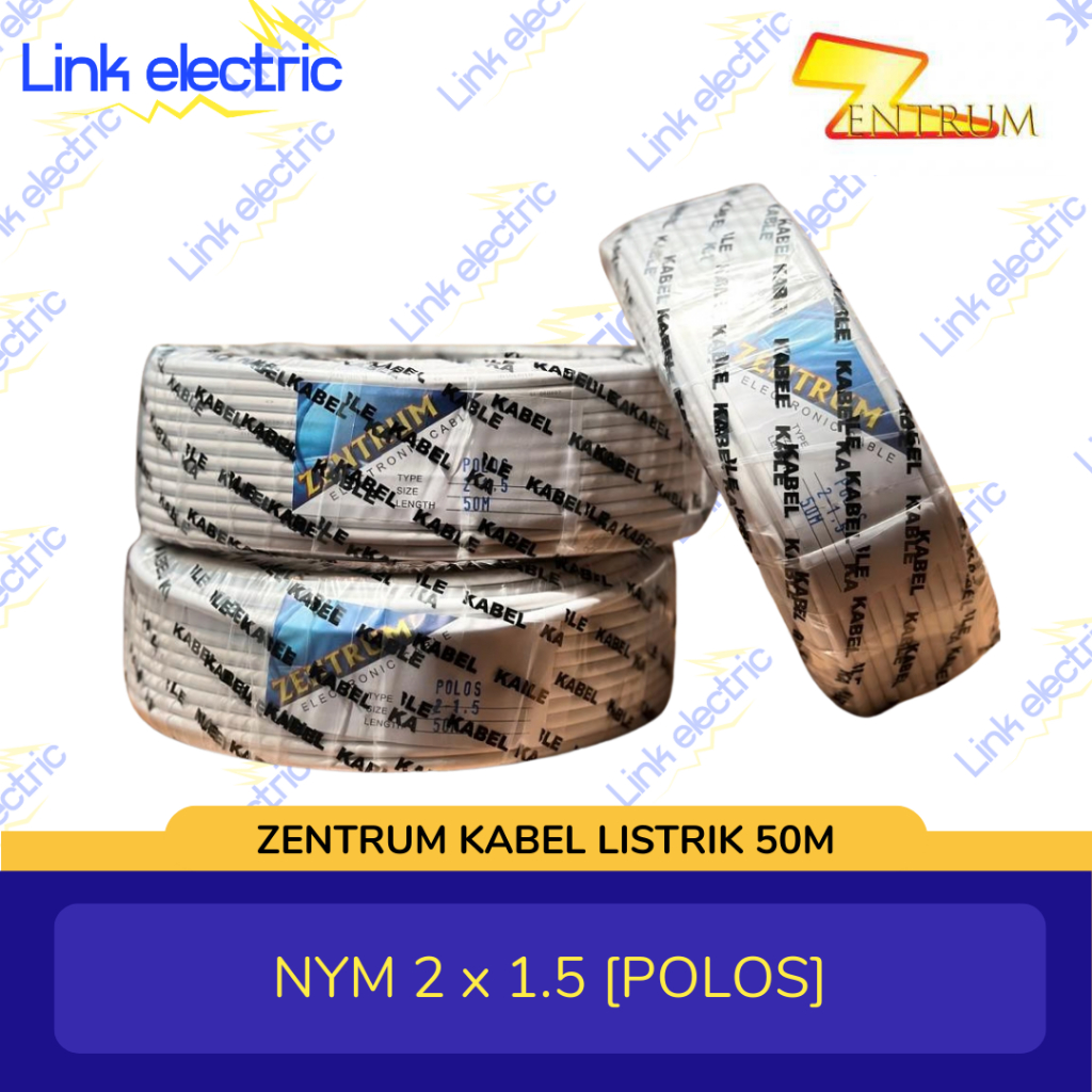 ZENTRUM Kabel Listrik NYM Polos 50 Meter 2x1.5/NYMHYO 2x1.5 [SERABUT]