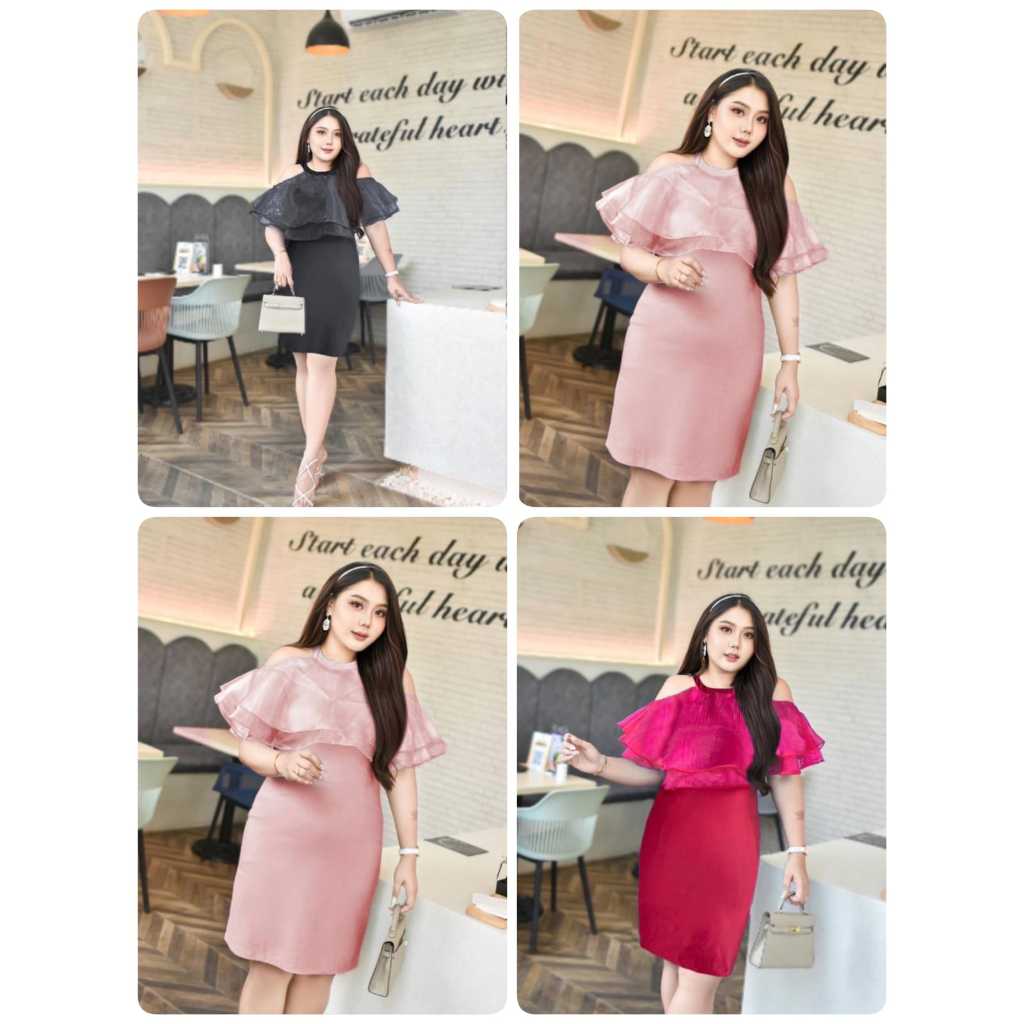 Jms  - 812 / Dress jumbo wanita / Mini dress kekinian / gaun pendek pesta jumbo / mini dress bigsize