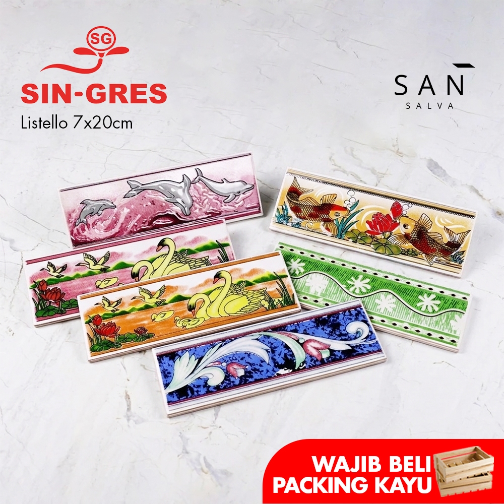 Sin-Gres Listello List Dinding Keramik 7x20 cm Motif Bervariasi