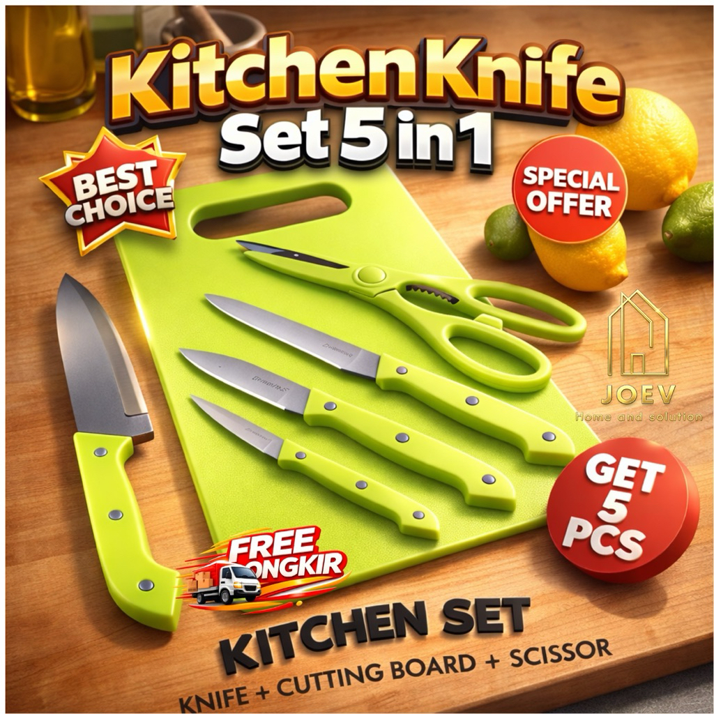 Joev Home pisau DAPUR set PISAU dapur 5in1 pisau dapur set LENGKAP pisau dapur MURAH kitchen KNIFE S