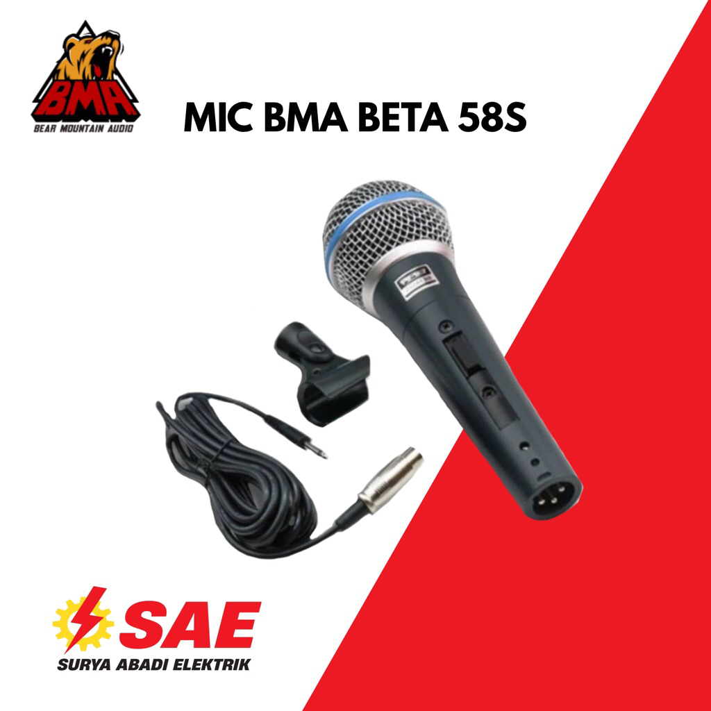 Mic Microphone Kabel BMA Beta 58S Dynamic Mic original asli