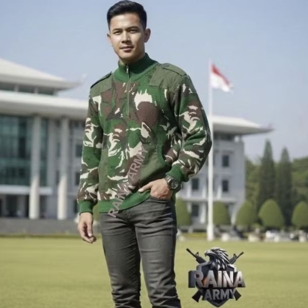sweater rajut army switer rajut kamuflase pria wanita loreng tni malvinas