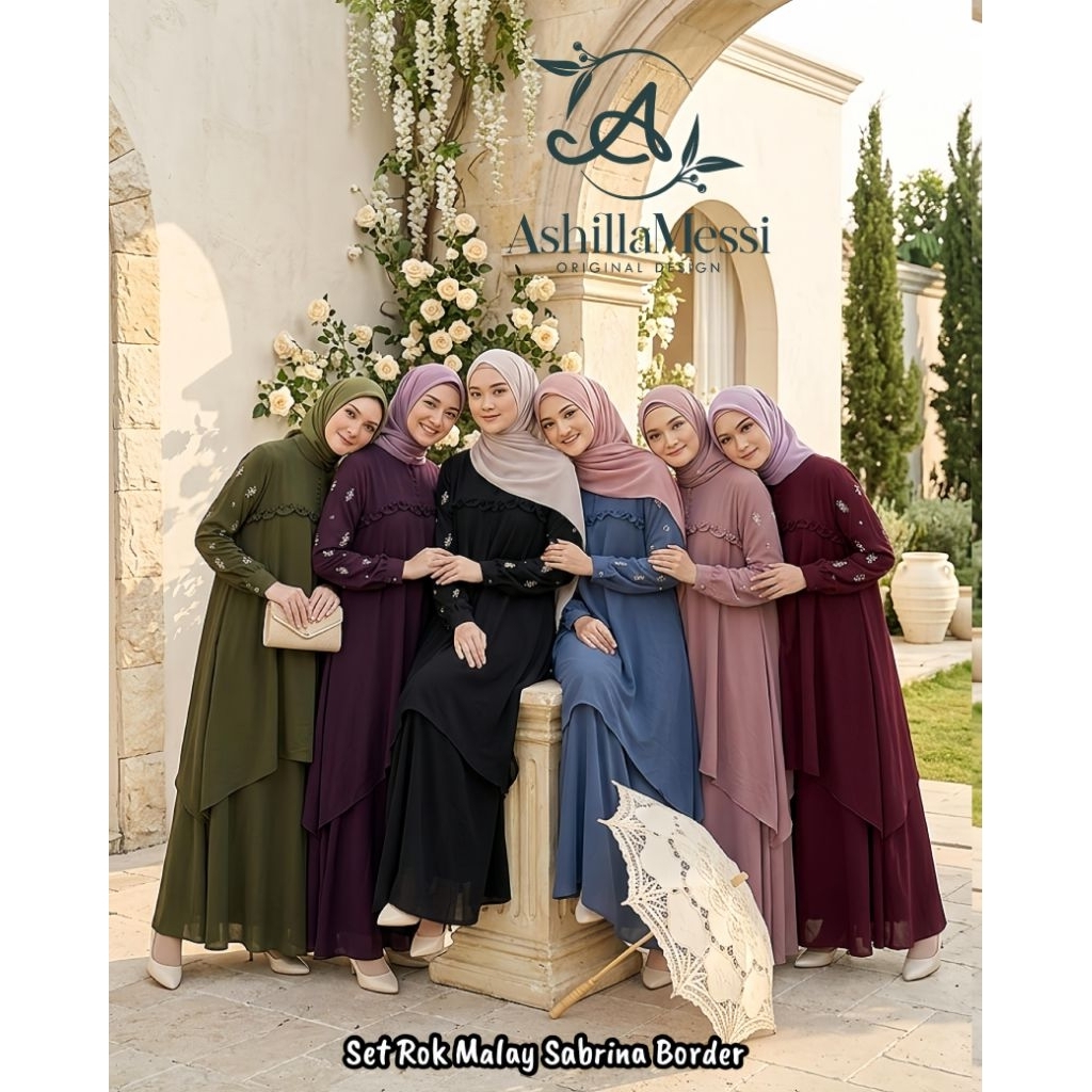 DRESS MALAY SABRINA MIX BORDIR ORY ASHILLA MESSI/GAMIS YOLANDA ORY ASHILLA MESSI