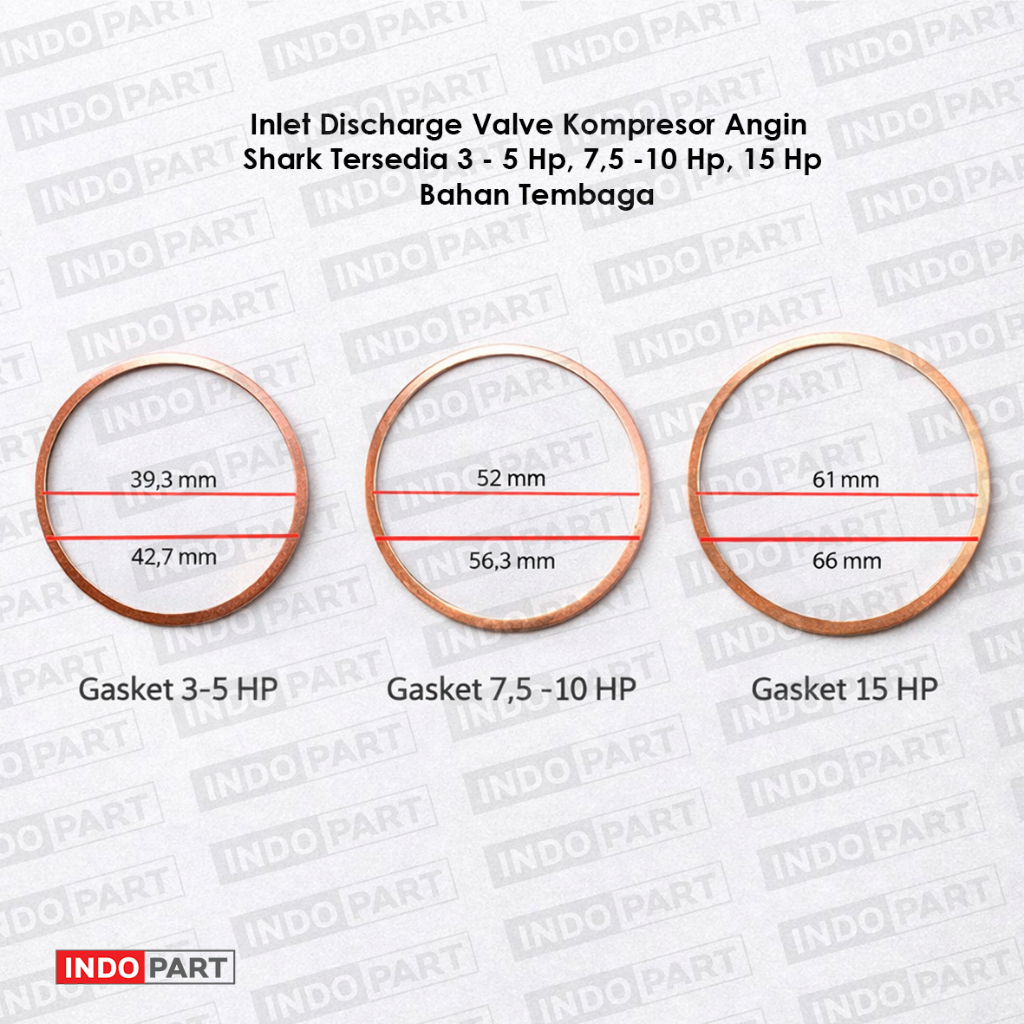 Inlet Discharge Valve Gasket Kompresor Angin Shark Tembaga 3-5 HP 7.5-10 HP 15 HP Gasket Valve Kompr