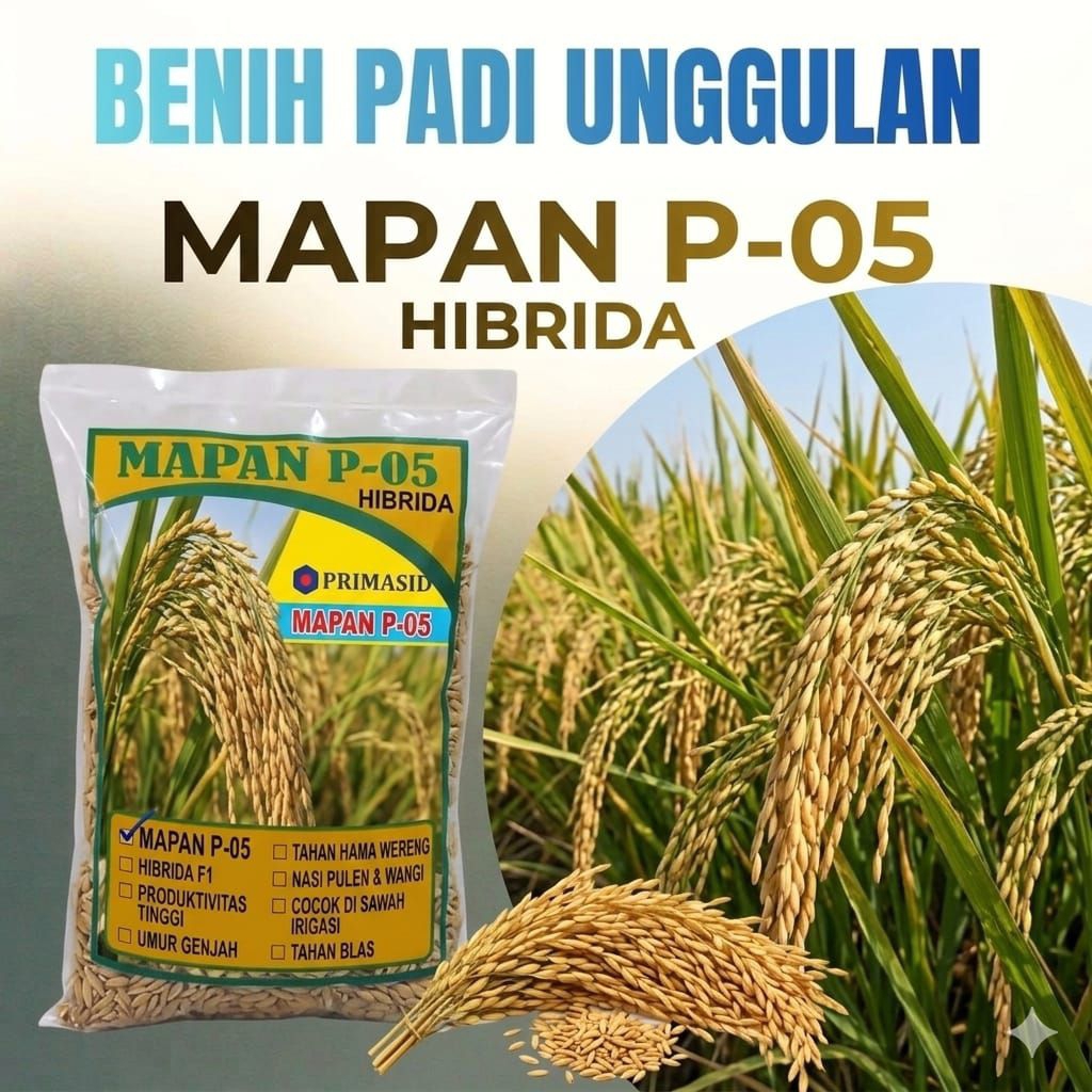 benih padi hidrida mapan 05 benih padi unggul hiprida mapan 05 . kemsan 5kg