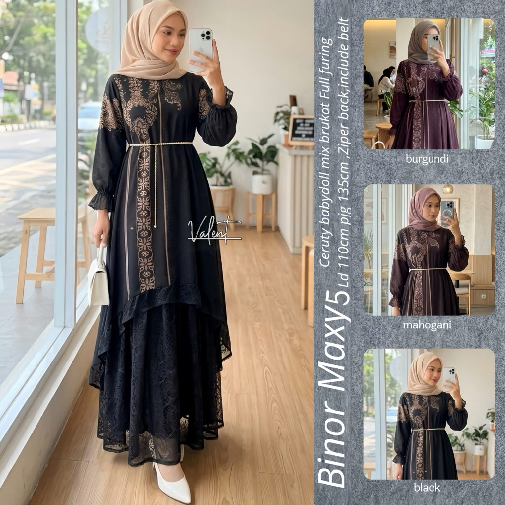 denia set  /binor maxy 5 /6 valent /Alina 6/NAZMA/glamour 3 valent /nilam mset jilbab binor gamis bi