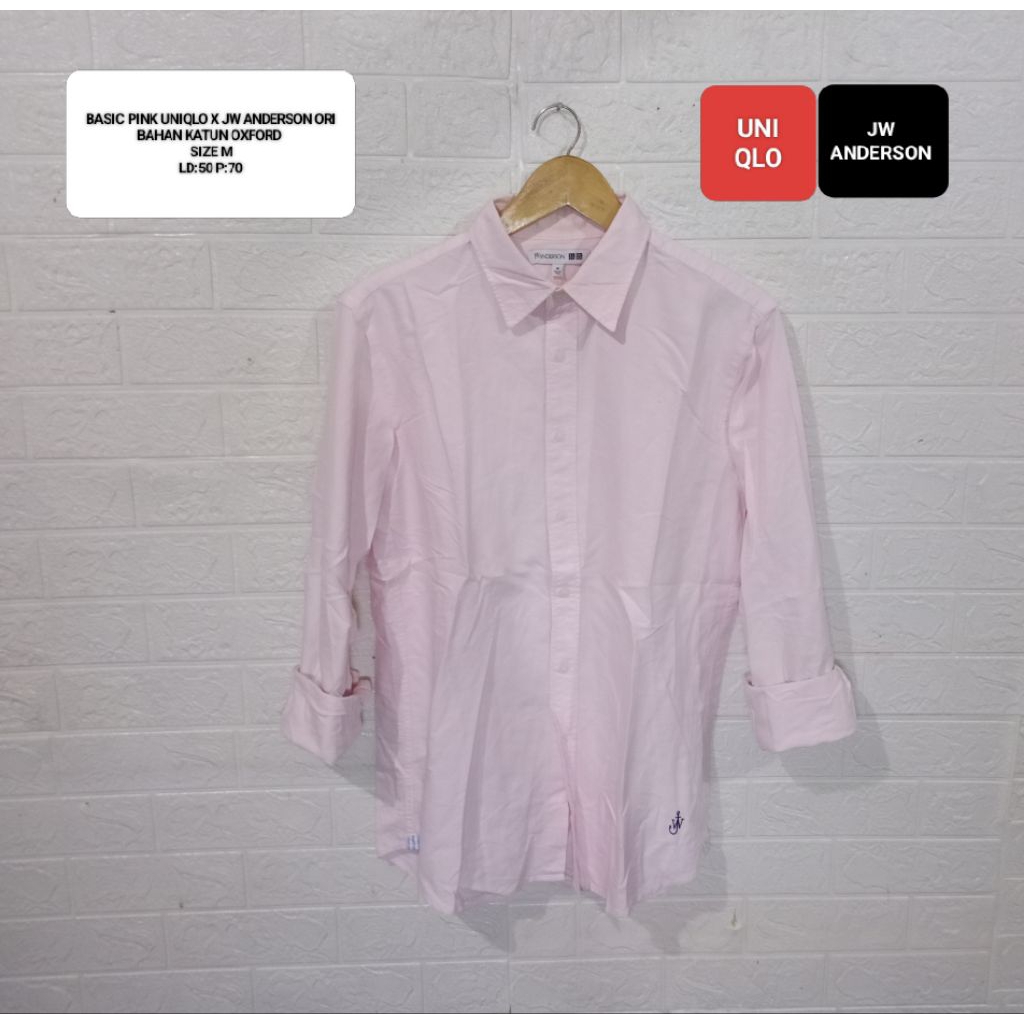KEMEJA BASIC PINK OXFORD UNIQLO X JW ANDERSON ORI SIZE M