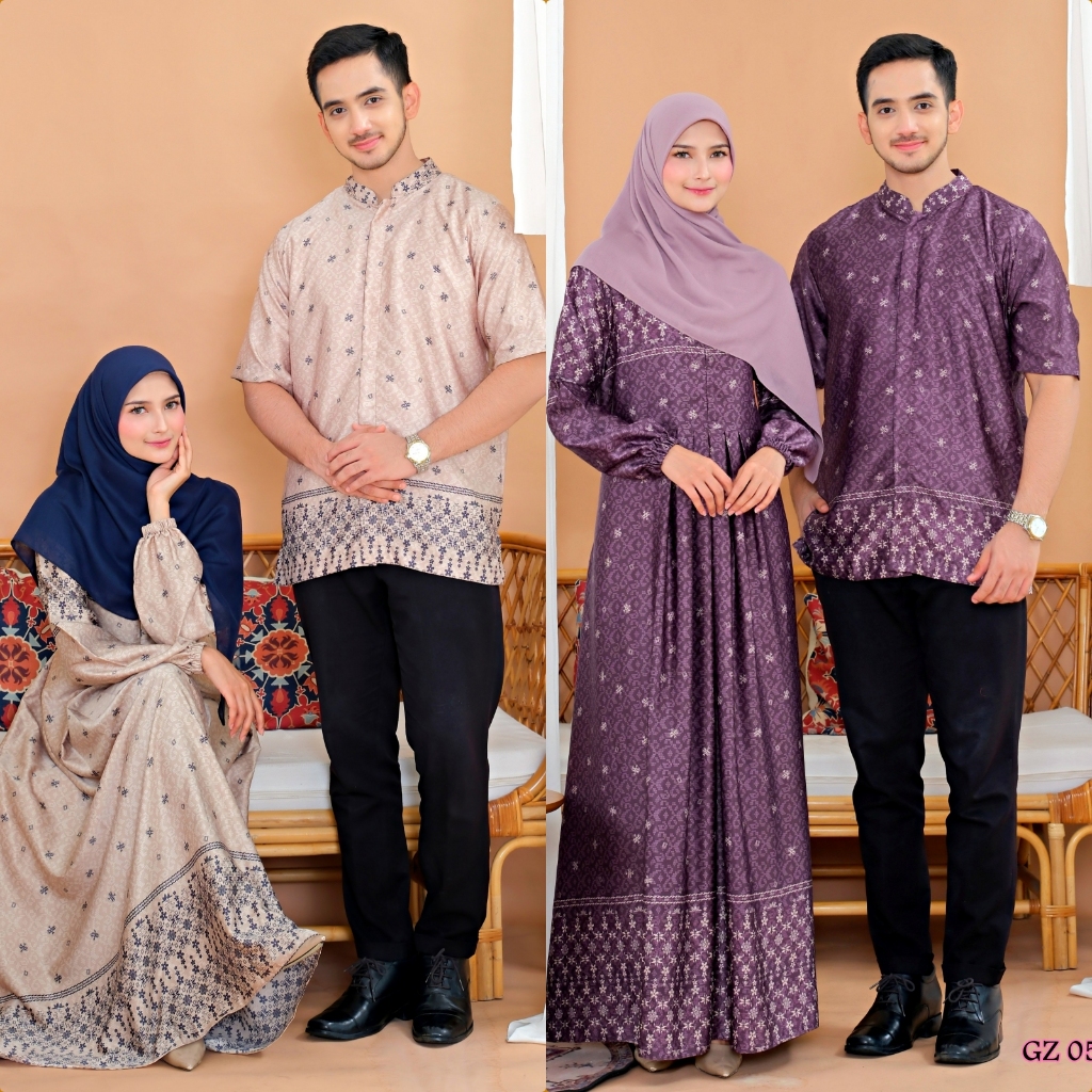 Gamis Koko Couple Lebaran GZ0569/ Gamis Lebaran Couple Putih/ Baju Couple Terbaru Jumbo