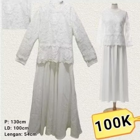 Gamis Putih Mewah Full Brukat - Dress Muslimah Elegant