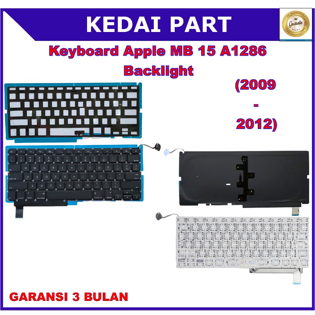 Keyboard Apple Macbook Pro 15" A1286 MC118 MB470 (2009-2012) Backlight Backlit Backlite