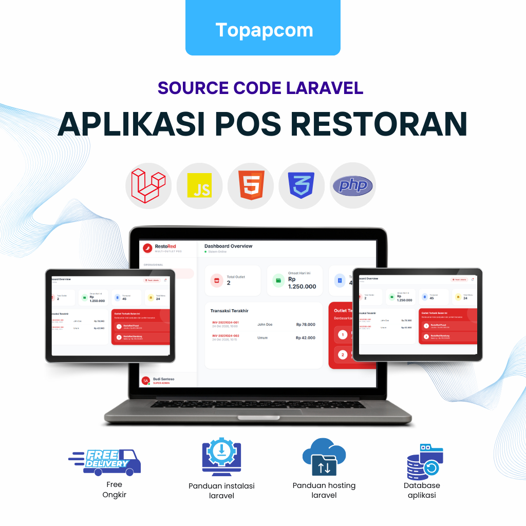 Source Code APLIKASI POS RESTORAN LARAVEL | SISTEM KASIR CAFE & RUMAH MAKAN | SOURCE CODE & DATABASE