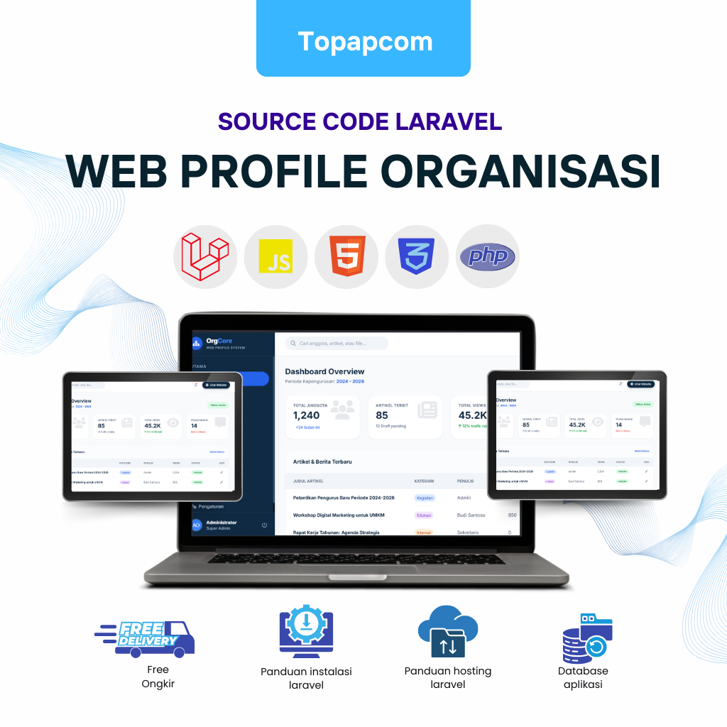 Source Code Web Aplikasi Profile Organisasi Laravel | Source Code  & Database