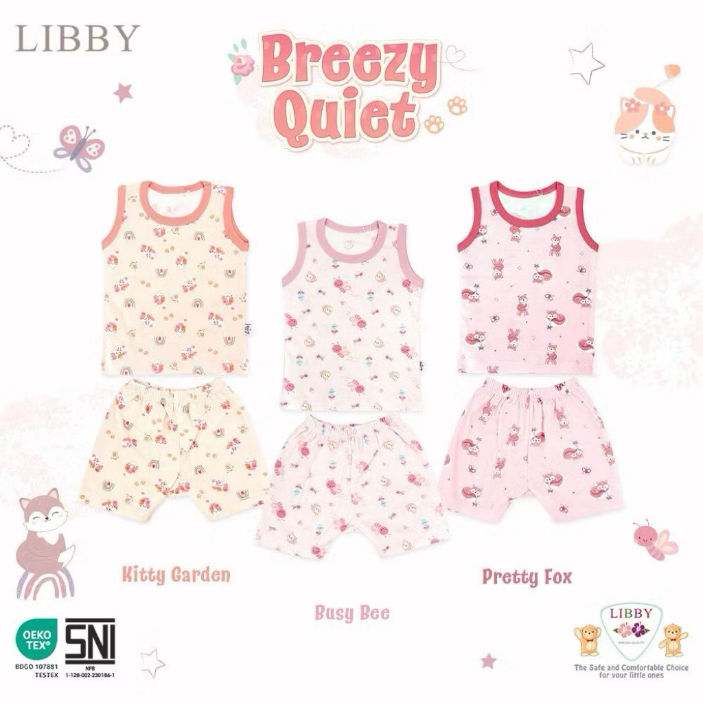 3Pcs Setelan Libby baby lengan kutung / setelan libby baby katun lembut