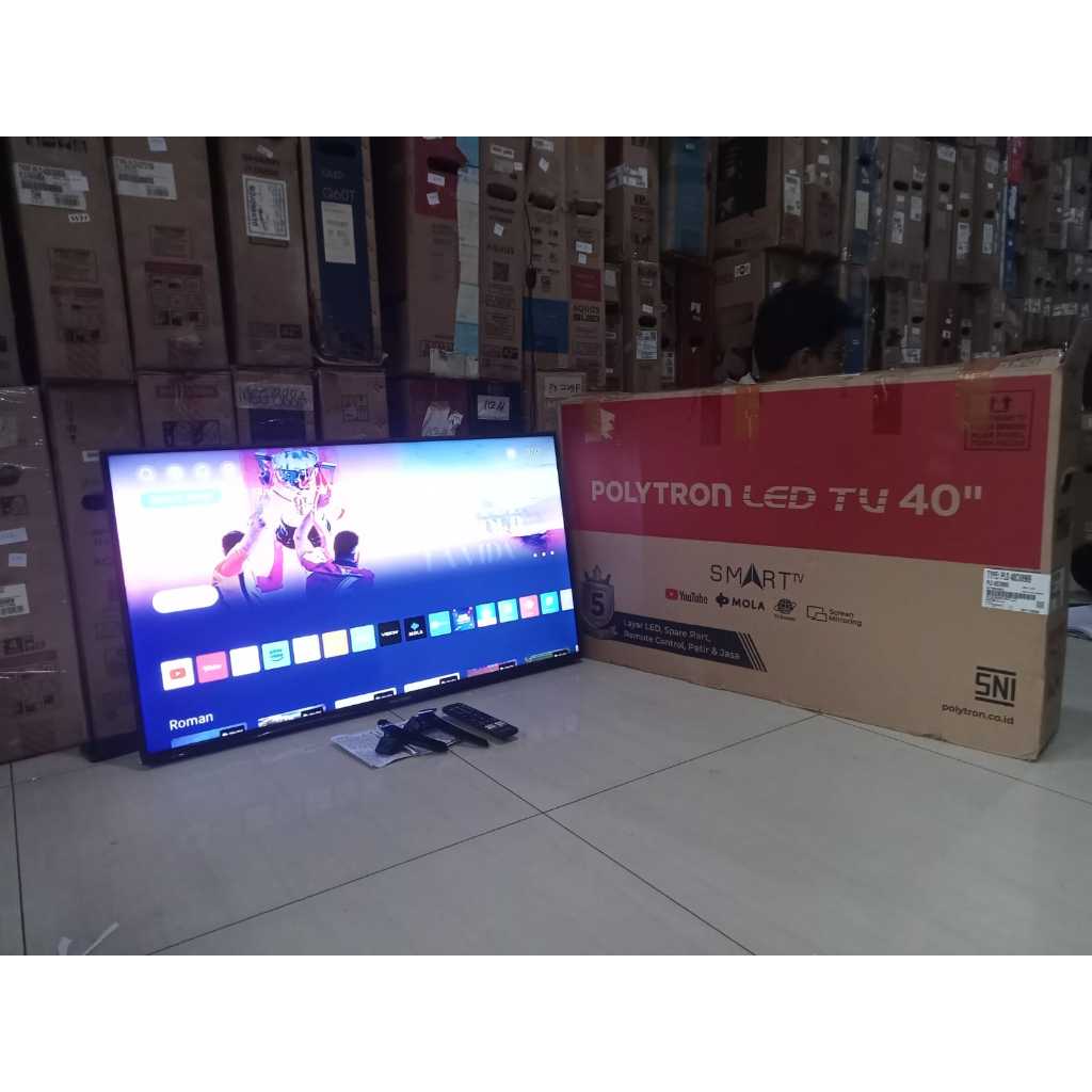 TV LED POLYTRON SMART 40 INC FULL HD BISA YOUTUBE SUDAH DIGITAL TANPA STB (7163R)