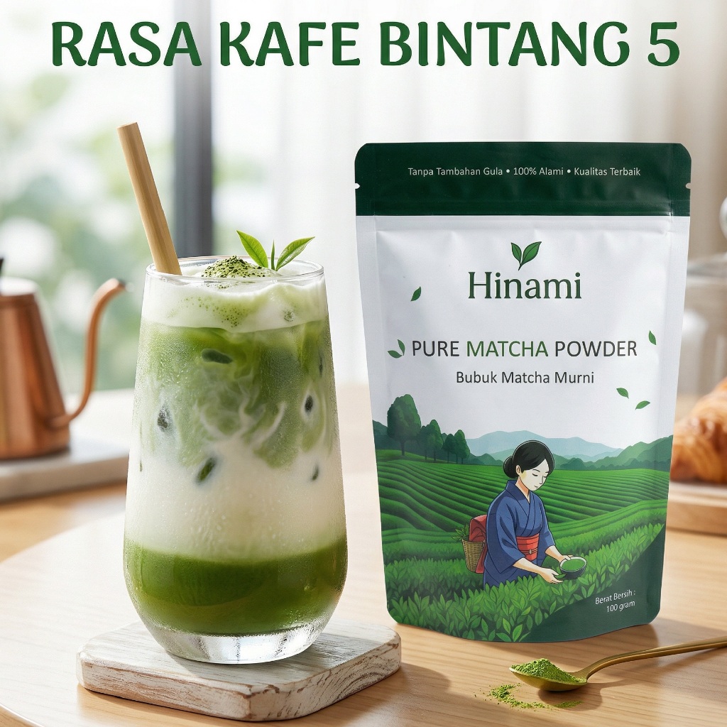 Hinami Premium Japanese Pure Matcha 100gr - Bubuk Matcha Murni Untuk Latte dan Kue