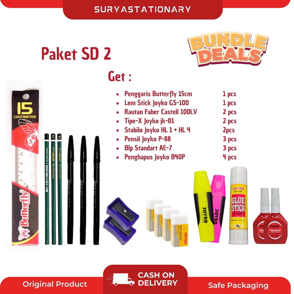 (SPESIAL BUNDLING) PAKET SEKOLAH ALAT TULIS SD 2 / PAKET BUNDLING SEKOLAH SD 2 / ALAT TULIS SEKOLAH 