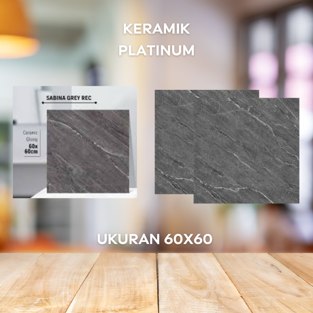 Keramik Platinum Sabina Grey Rec Glossy 60x60cm Motif Marmer Abu-Abu