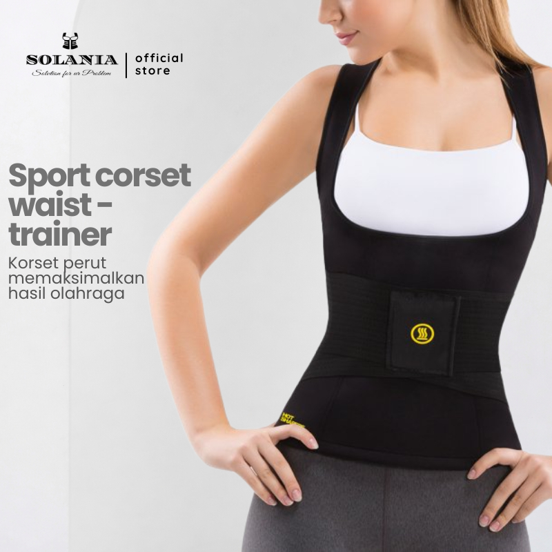 SOLANIA Korset Pelangsing Pengecil Perut Buncit Cami Waist Trainer Pembakar Lemak Korset Olahraga Pe