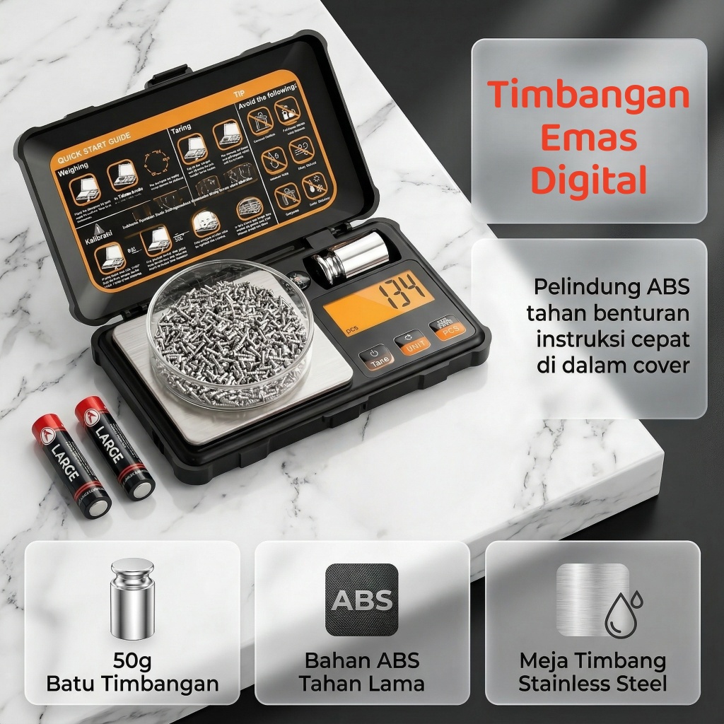 Timbangan Emas Mini Digital Scale 50 Gram 0.001 Gram Akurat Timbangan Emas