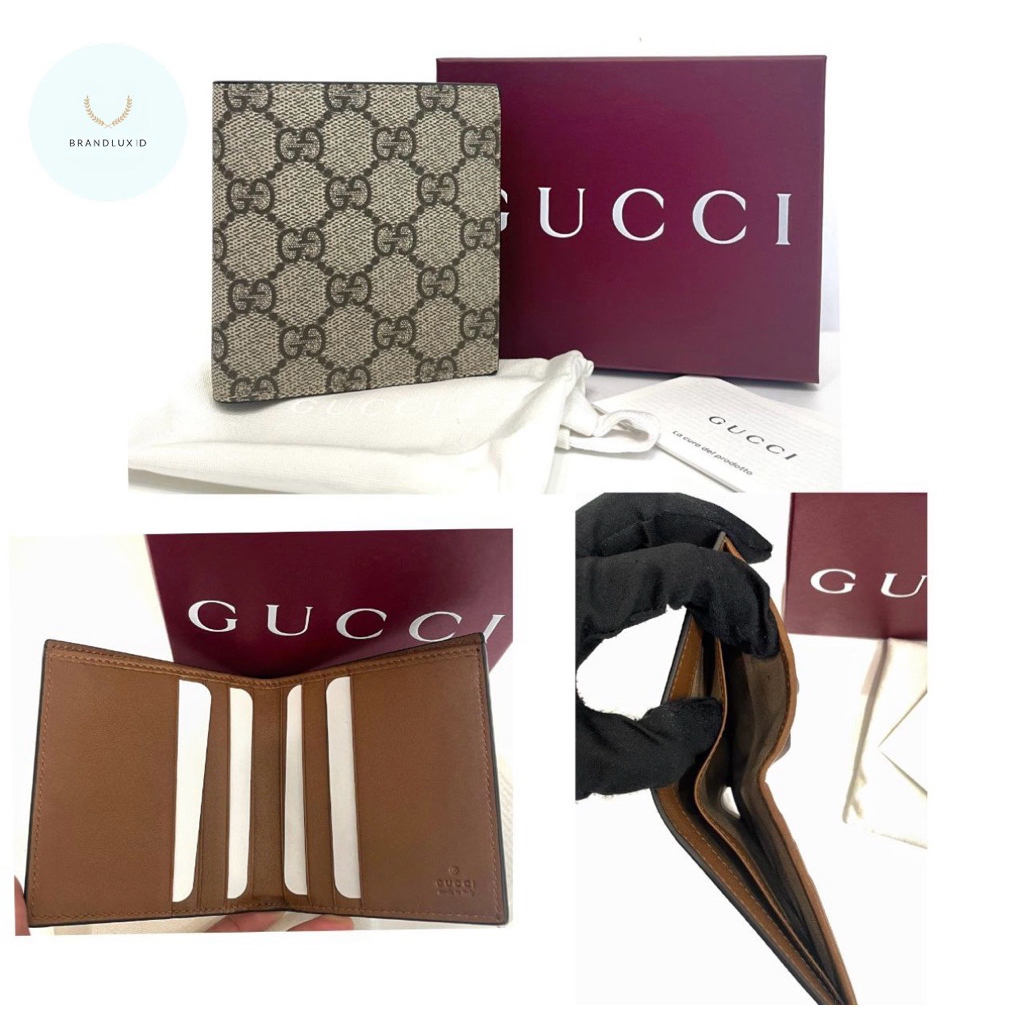 Gucci GG Emblem Men wallet bifold GG brown leather